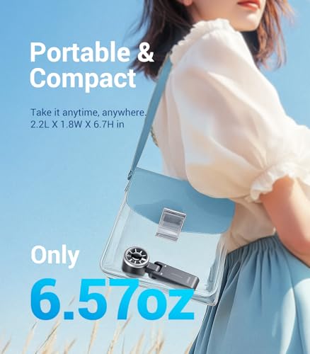 Diveblues Portable Handheld Turbo Fan | 3 IN 1 Hand/Neck/Desk Fan, Up to 12 Working Hours, 5 Gear Wind, Battery Operated, Travel, Working, Outdoor Activities