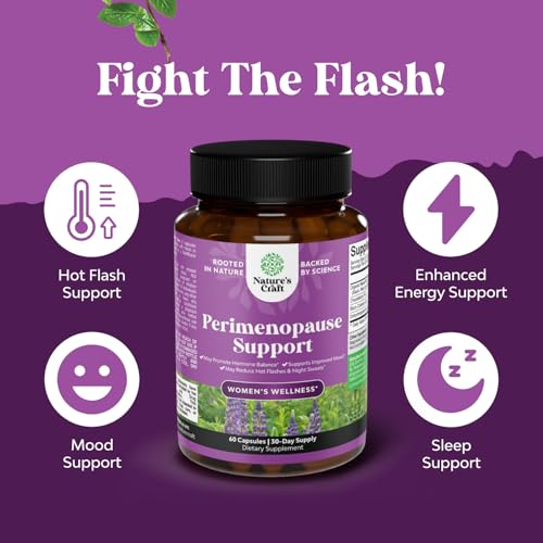 Complete Perimenopause Supplement for Women - Multibenefit Menopause Ease for Women with Maca Root Vitex Berry & Black Cohosh for Hot Flashes Night Sweats Hormone Balance and Mood Support - 60 Count