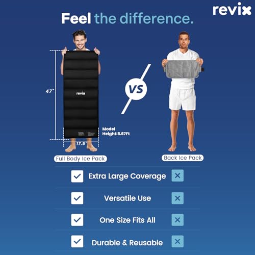 REVIX Extra Large Ice Pack for Back, Full Body Gel Packs Reusable | XXL Cold Pack for Entire Back Relief, Cold Compress for Chemo Shoulder, Hip & Leg Swelling, Muscle Soreness, 47 x 17.5"