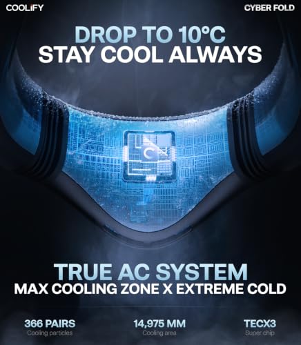 TORRAS COOLiFY 2026 Cyber Fold AI Neck Air Conditioner, Max Cooling Area | Neck & Face Cooler with Adjustable Strong Wind, Rechargeable Neck Fan for Travel Gift for Dad, Husband, Black