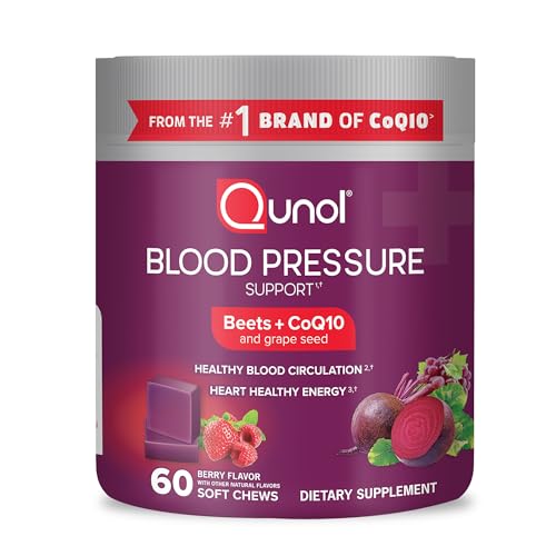 Qunol 3-in-1 Beet Roots Chews with CoQ10, Blood Pressure Support, 60ct