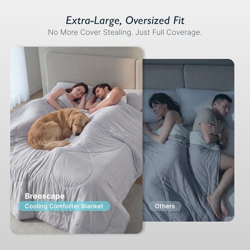 Cooling Comforter Blanket - BlendTek Q-Max>0.46 Tech, Cooling Blanket for Hot Sleepers & Night Sweats Relief, Breathable Lightweight Summer Bedding, Queen 96x96 Inches, Ivory