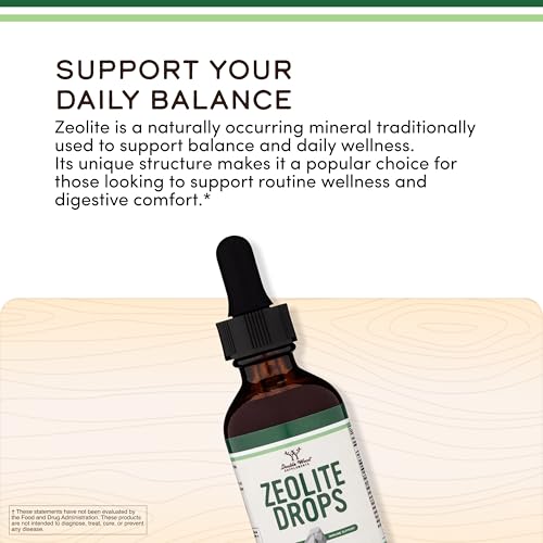 Liquid Zeolite Detox 620mg with B12 & D3, Detox & Energy, 60 Servings