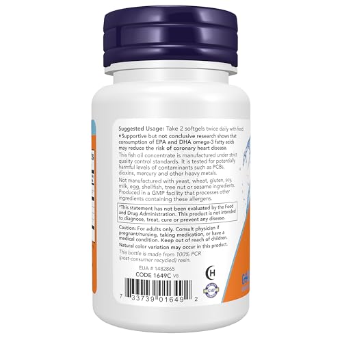 NOW Supplements, Omega-3, Molecularly Distilled, 30 Softgels