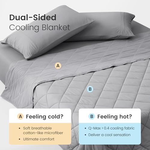 Cozy Bliss Cooling Blanket for Hot Sleepers Queen Size, Q-Max 0.45 Cooling Comfort, Cold Blankets for Night Sweats Sleeping, Ultra-Cool Lightweight Breathable Blanket for Bed, Glacial Grey