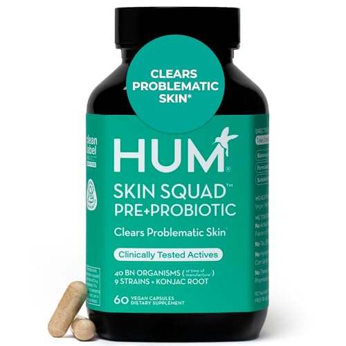 HUM Skin Squad Probiotic & Prebiotic, Skin & Gut Health Support, 60 Count