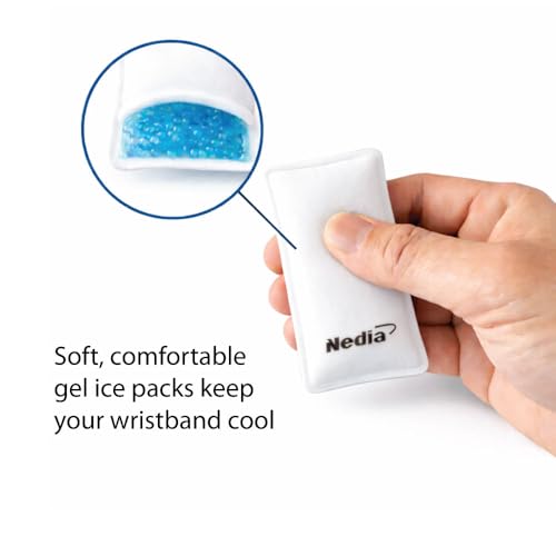 Nedia Cooling Wristbands Cotton Sweatband for Men and Women, Ice Gel Pack Inserts Keeps You Cool in Hot Weather Play, Sweat Absorbing Athletic Terry Cloth, for Tennis, Basketball, Running, More