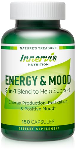Energy & Mood Supplement – Boost Energy & Reduce Fatigue, Support Relaxation – 150 Capsules – Non-GMO, 3rd Party Tested – Innervis Nutrition