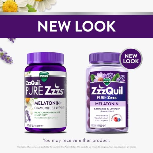 ZzzQuil, Saf Zzzs Melatonin Sakızları, Uyku Yardımcısı, 2 mg Melatonin, Papatya ve Lavanta Özlü, Melatonin Uyku Sakızları, Yetişkinler İçin Uyku Yardımcıları, Yaban Mersini Vanilya Aromalı, 72 Uyku Sakızı