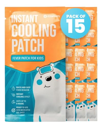 Cooling Patch for Kids & Adult - 8 Hours Cooling Comfort, 15 Pack | Non-Medicated Cold Patches with Skin-Friendly Materials, Cut-to-Fit Design, FSA-HSA Eligible, Portable and Ready to Use