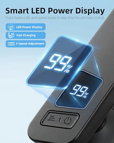 FrSara Portable Neck Fan that Blows Cold Air Rechargeable, Personal Battery Powered Cooling Device with USB TYPE-C, LED Display, Light, 3-Speed, 3000mAh, Ideal Present for Women, Men, Travel, Black