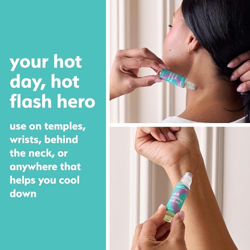 plusOne Chill Cooling Roll-On, Aromatherapy Oil Blend for Stress 0.27 fl oz | Instant Hot Flash Support with Peppermint, Menthol & Ashwagandha, Essential Oil Blend for Stress & Cooling Refreshment