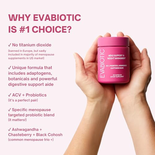 Complete Menopause Vitamins and Weight Management Supplements for Women | Ashwaghanda Probiotics ACV for Weight Management Hot Flashes Night Sweats Bloat, Hormone Balance Vegan 60 Caps Non-GMO
