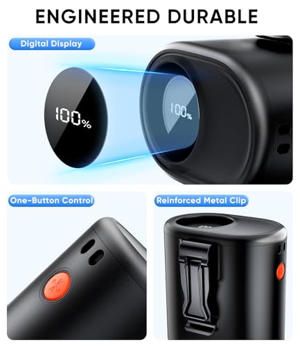 AI Portable Waist Fan, 6-Speed 15,000RPM Strong Turbo Airflow, 30H Cooling Battery Powered Personal Fan Rechargeable, Wearable Hands-Free Shirt/Belt/Body Fan for Travel, Work, Outdoor, Gift for Men