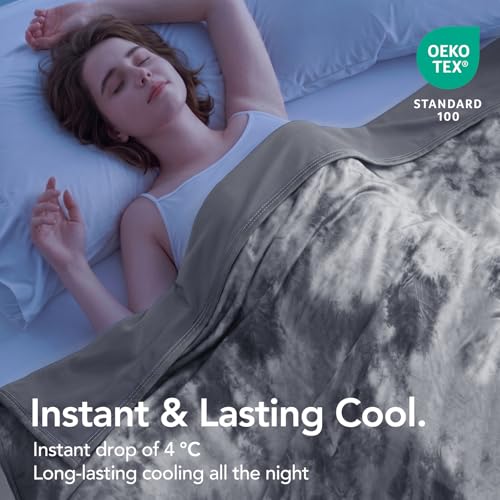 Cooling Blanket Throw 50"x70" for Hot Sleepers | Cold Summer Soft Blanket for Bed Couch and Travel Absorbs Heat Q-Max>0.35 Cool Lightweight Throw for Night Sweats Menopause