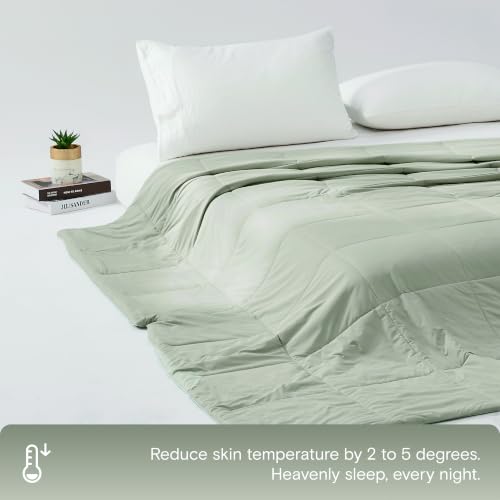 DOZ Summer Cooling Comforter, Cooling Blanket for Hot Sleepers and Night Sweats, Q-Max Over 0.4, Cool to The Touch Cover, Breathable, Lightweight, Soft, 106"x90", Sage, King/Cal King