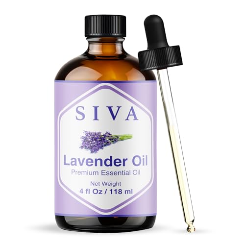 Siva Lavender Essential Oil, Glass Bottle with Dropper, 4 Fl Oz (118 ml)