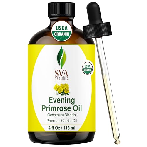 SVA ORGANICS Evening Primrose Carrier Oil with Dropper, 4 Fl Oz (118 ml)