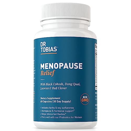 Dr. Tobias Menopause Relief 60 Capsules | Menopause Supplements for Women | Menopause Wellness Support | Black Cohosh + Soy Isoflavones | Hot Flashes, Mood & Nighttime Comfort | 30 Servings