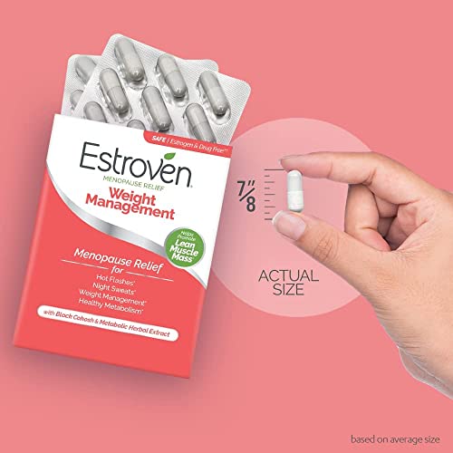 Estroven Weight Management for Menopause Relief Supplement for Women, 60 Ct | Hormone-free Drug-free, Hot Flash & Night Sweat Relief*, Black Cohosh, Perimenopause Pre-menopause Support, 1 Capsule Daily