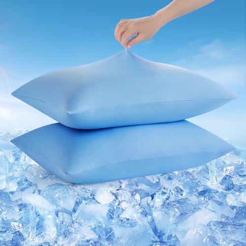 Avolare Cooling Pillow Cases for Hot Sleepers Queen Size Set of 2, Blue | Arc-Chill 3.0 Cooling Tech(Q-Max>0.5), Breathable&Stretchy Fabric, Softer Than Silk, Zipper,suitable for Night Sweats