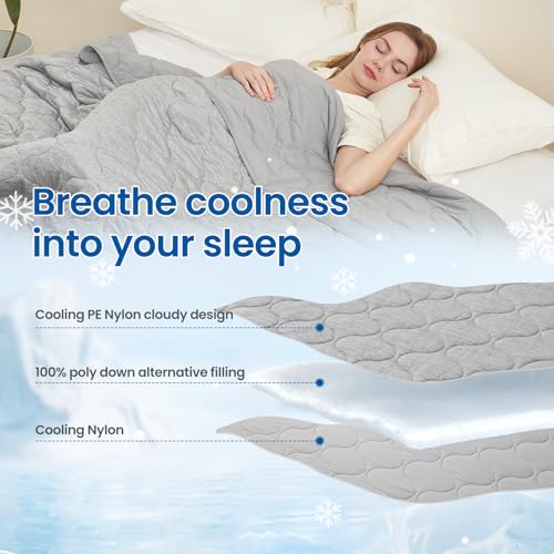Cozy Bliss Cooling Dual-Sided Blanket for Hot Sleepers, Q-Max>0.46 Lightweight Soft Breathable Bed Blanket, Double Side Cooling Throw for Night Sweats (Silver Grey, 50"x70")