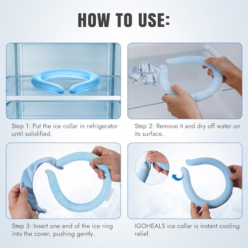 2PCS Neck Cooling Tube with Cover - Reusable Neck Ice Ring, Blue | Cooling Wrap for Hot Weather, Gentle Cooling Relief, No More Condensation or Frostbite, for Indoor & Outdoor