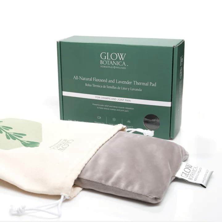Glow by Hormone University Microwavable Heating Pad for Hot & Cold Therapy | Heating Pad for Period Cramps, Shoulder & Back Pain Relief, Flaxseed & Lavender, Freezer Compatible, Washable & Reusable