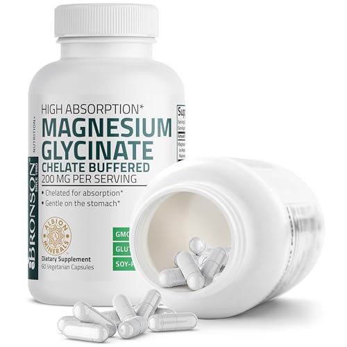 Bronson Magnesium Glycinate 200 MG Chelated High Absorption, 60 Capsules