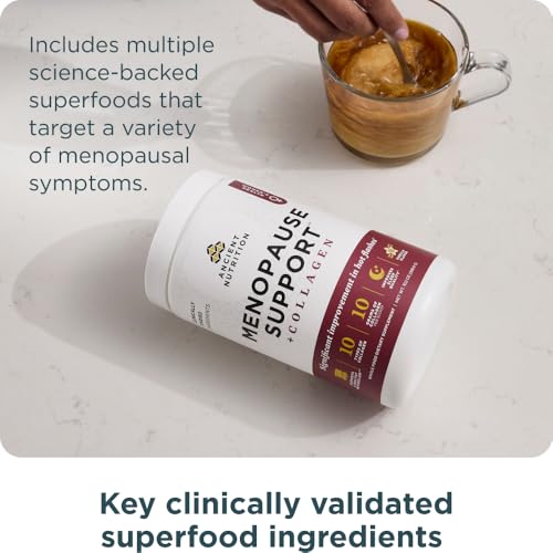 Ancient Nutrition Menopause Support + Hydrolyzed Collagen Peptides Powder | Grass-fed Collagen, Clinically Validated Superfoods, Significant Improvement in Hot Flashes and Sleep Quality, 25 Servings
