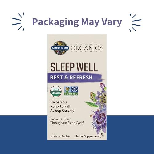 Garden of Life Organics Sleep Well Rest & Refresh Tabletleri, Limon Melisa, Yeşil Çay Özü, Papatya ve Probiyotikler İçerir – Rahatlatıcı Uyku ve Dinlenmeyi Destekler, GDO'suz, Glutensiz, Vegan, 30 Tablet