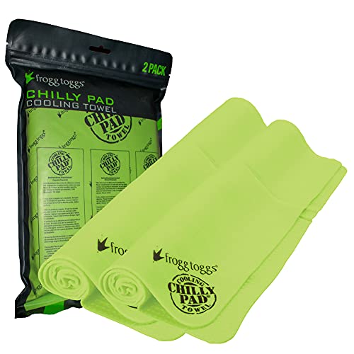 FROGG TOGGS Chilly Pad Cooling Towels for Face and Neck, 2 Pack, 33"x13" | Keep in your backpack for hours of evaporative cooling relief during fitness, beach, pool, basketball, golf, camping, travel