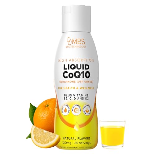 Liquid CoQ10 120mg of Bioavailable Ubiquinone for Superior Absorption. Support Heart, Bone, and Skin Health with a Natural Antioxidant. 35 Servings in a Convenient 17 oz Bottle.