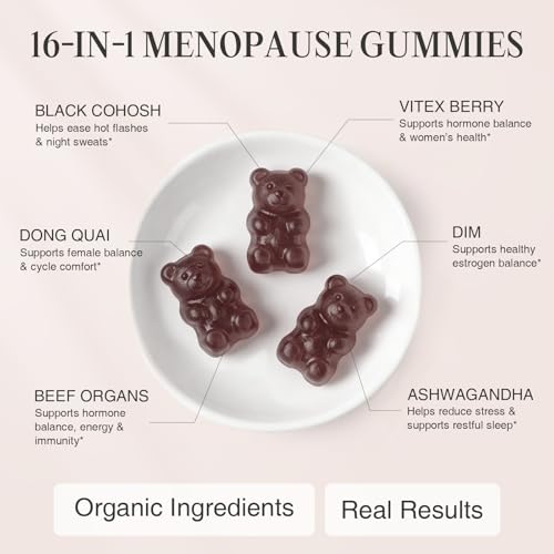 GREENPEOPLE Menopause Supplements for Women Gummies - 16-in-1 Dual Action Menopause Relief W/Black Cohosh, Vitex, Beef Organs for Hormone Balance, Hot Flashes, Night Sweats & Mood, 60 CT (2 Packs)