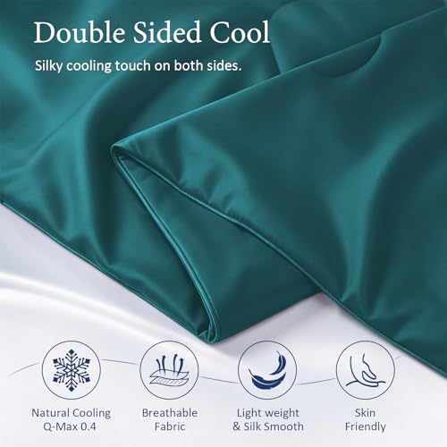 Cooling Comforter for Hot Sleepers, King 106x90, Peacock Blue | Cooling blanket feel, Q-Max >0.4 cool touch, double-sided cooling, Sorona fill, for night sweats, lightweight & breathable