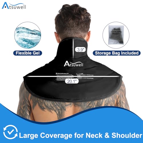 Neck Ice Pack Wrap for Neck & Shoulder Pain Relief, Black | Relief Soreness, Tension & Stiffness, Reusable Gel Cold Therapy, Soft Plush Lining, Hands-Free Wrap for Home, Gym Relaxtion