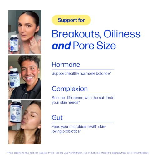 Clear Skin Supplement Acne Support, Zinc DIM, Probiotics, Doctor-Formulated