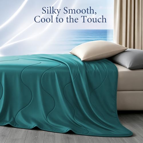 Cooling Comforter for Hot Sleepers, King 106x90, Peacock Blue | Cooling blanket feel, Q-Max >0.4 cool touch, double-sided cooling, Sorona fill, for night sweats, lightweight & breathable