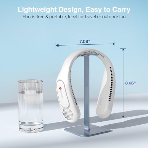 Hotsales Neck Fan, Bladeless Fan That Blows Cold Air, Portable Rechargeable | 6000 mAh Battery, 3 Speeds, Hands Free Wearable Personal Cooling Fan for Men and Women, Travel, Outdoor, USB Rechargeable
