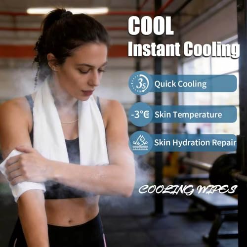 30 Pack Disposable Cooling Wipes, Individually Wrapped No-Rinse Cooling Towels, (25''x 9.84'') Extra-Thick Oversized Ice Towel for Sports, Travel, and Camping in Hot Weather (White)