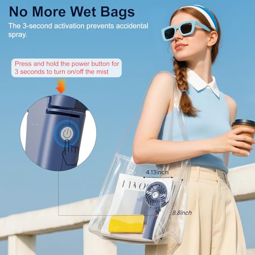HandFan Upgraded Portable Handheld Misting Fan, Rechargeable Personal Mister Fan, Spray Water Mist Fans, Mini Cooling Hand Fans for Summer Beach Travel Concerts, Gifts for Women(Royal Blue)