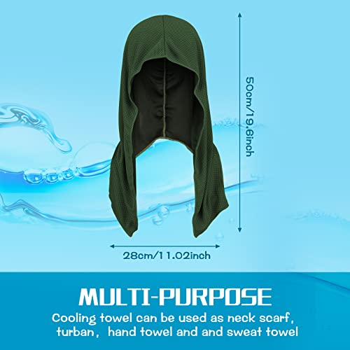 4 Pcs Cooling Towel,Black, Royal Blue, Light Gray, Military Green | Cooling Hoodie Towels for Neck and Face Head Wrap UPF 50 UV Sun Protection for Sport Workout