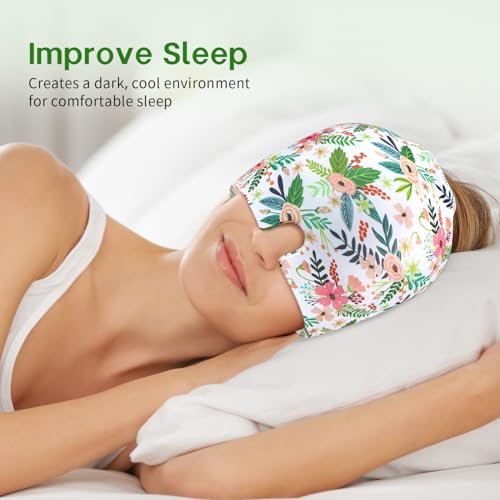 ZNÖCUETÖD Migraine Headache Relief Cap Hat Full Head ice Pack Wrap Cold Cap | Gel Cooling Ice Beanie Hot/Cold Compress Therapy for Sinus, Stress, Tension, Head Pain Relief, Gift for Women