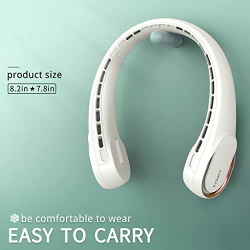 FrSara Neck Fan, Portable Personal Fan Strong Wind, 4000mAh, 360° Cooling | Air Volume, No Hair Twisting, Air Volume On 2 Sides, Non-Slip, Quick Charge, Long Use Time, Birthday Gift for Women, Dad, Men