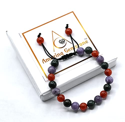 Amazing Gemstone Bracelet for Menopause - Bloodstone Lepidolite Carnelian Bracelet Set for Men Women Healing Calming Anxiety Stress Relief Gifts Pulseras Para Hombres Mujer Stocking Stuffers