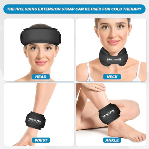 Neck Ice Pack Wrap, Reusable Cold/Hot Gel for Neck Pain, Black | Cervical Ice Pack, Compress Ice Packs for Injuries Reusable Therapy Adjustable Gel Migraine Ice Head Wrap for Neck Pressure