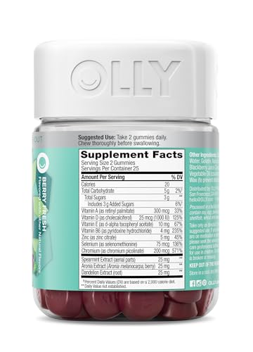 OLLY Flawless Complexion Healthy Skin Support, 300 mcg Vitamin A - 50 Count