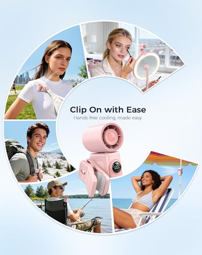 Hotsales Clip-On Portable Fan for Strollers, Handheld Turbo Fan for Travel | Small But Mighty Mini Fan, Detachable 360° Rotating Clip, LED Display, Rechargeable, Summer Outings, Gifts For Women And Men