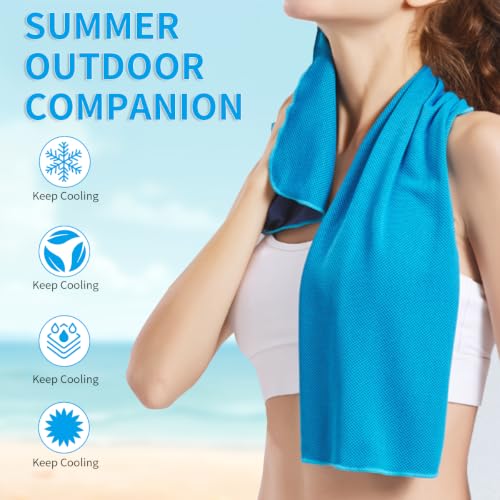 Puomue 5'li Soğutucu Havlu Seti, 40 İnç x 12 İnç, Yoga, Spor, Koşu, Egzersiz, Spor Salonu, Kamp ve Fitness için Nefes Alabilen Yumuşak Serinletici Mikrofiber Havlu, Çok Renkli
