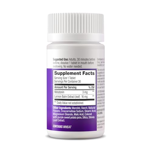 OLLY Sleep Fast Dissolves, 3mg Melatonin, Lemon Balm- 30 Count